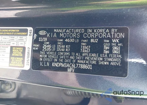 2020 Kia Sportage Lx из США, поврежденный, VIN KNDPM3AC6L7788601